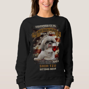 Sweatshirt Le Bonheur Est Un Vieux Homme Avec Un Vin Et Un Tz