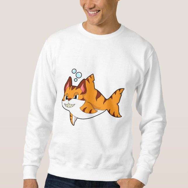 Sweatshirt Le chat tigre comme requin dans l'eau.PNG (Devant)