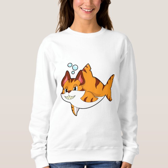 Sweatshirt Le chat tigre comme requin dans l'eau.PNG (Devant)