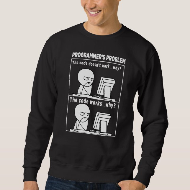 Sweatshirt Le code du programmeur fonctionne pourquoi mème (Devant)