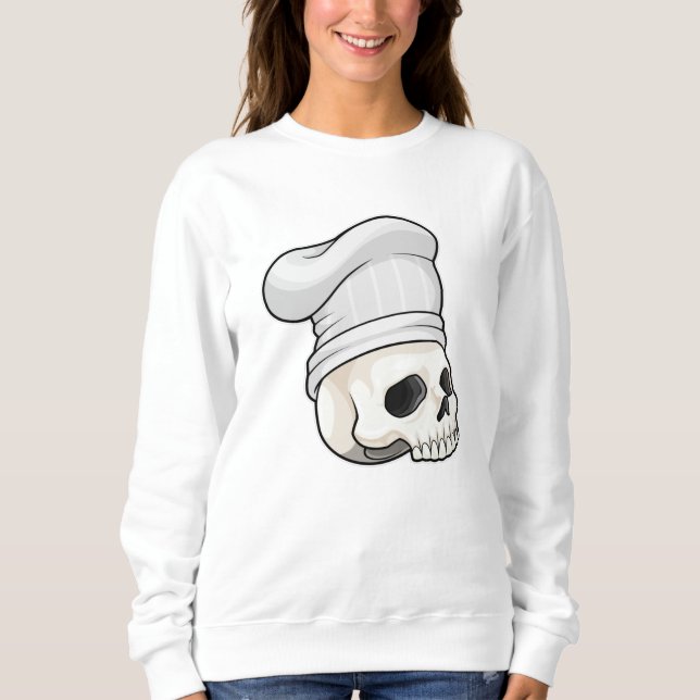 Sweatshirt Le crâne cuisiné avec le casquette chef (Devant)