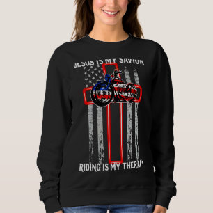 Sweatshirt Le Drapeau Américain Jésus Est Mon Sauveur Riding