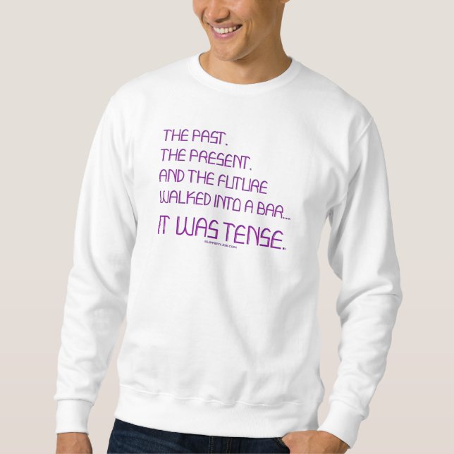 Sweatshirt Le mot tendu de SlipperyJoe passé le violet futur  (Devant)