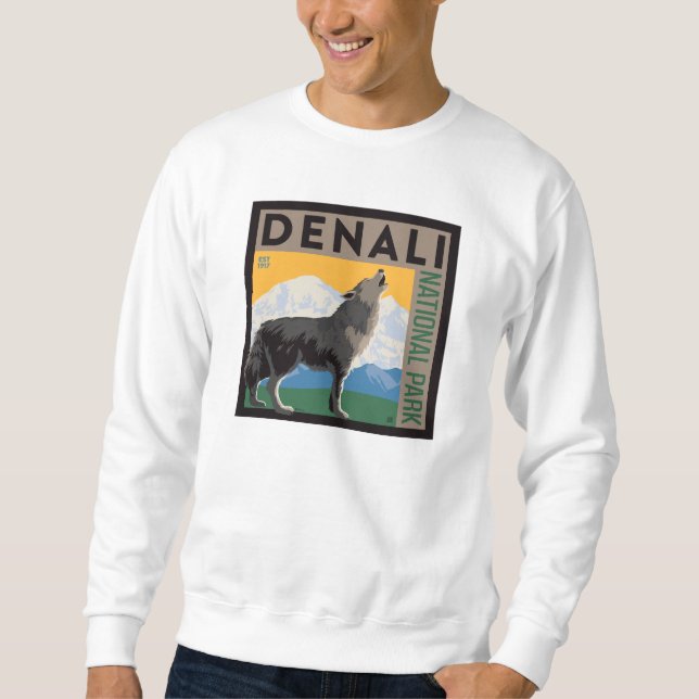 Sweatshirt Le Parc national de Denali | Howling Wolf (Devant)