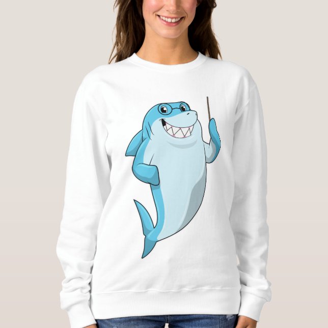 Sweatshirt Le requin comme enseignant avec pointeur (Devant)