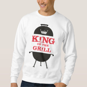 Sweatshirt Le Roi Du Grill, Blanc Noir Couronne Rouge