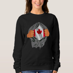 Sweatshirt Le Sang Canadien En Moi Maple Leaf Canada Drapeau