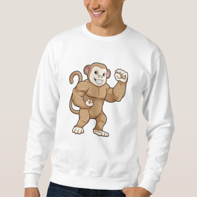 Sweatshirt Le singe comme culturiste au Bodybuilding (Devant)