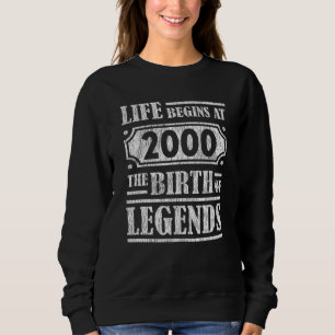Sweatshirt Légende Né en 2000 Cadeau d'anniversaire Rétro Vin