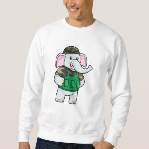 Sweatshirt L'éléphant comme soldat avec uniforme et casque