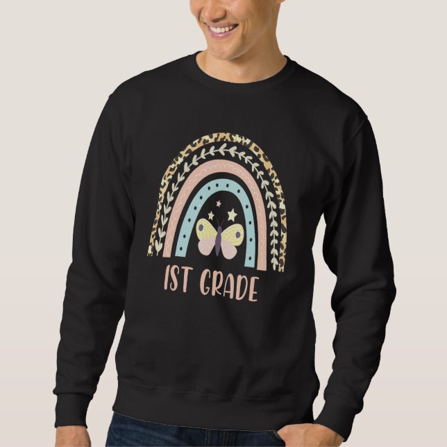 Sweatshirt Leopard Arc-en-ciel 1er grade Enseignant Premier J (Devant)