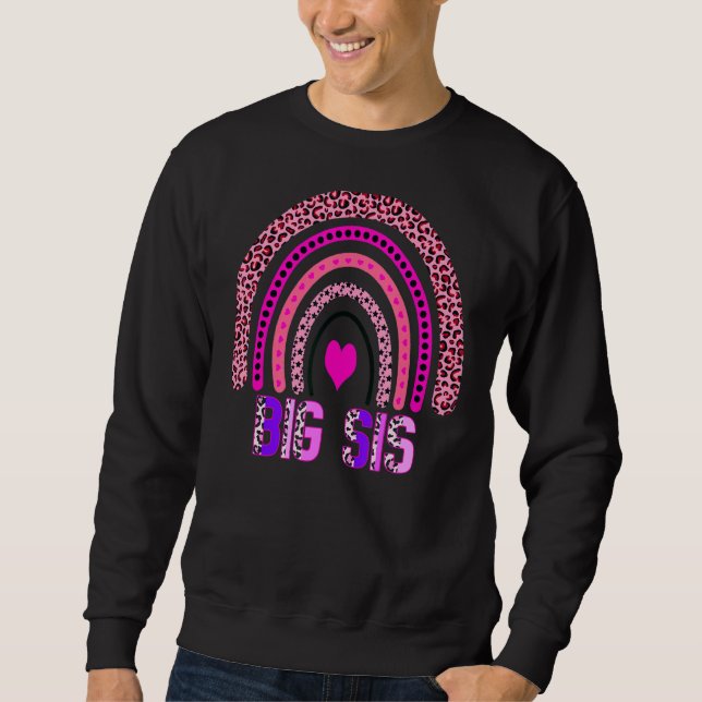 Sweatshirt Leopard Arc-en-ciel Big Sis Soeur Fête des Mères M (Devant)