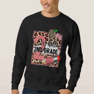 Sweatshirt Leopard Bonjour Enseignant de 2e année Premier jou