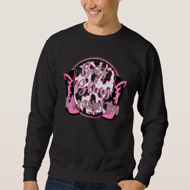 Sweatshirt Leopard Boots And Bling C'est Cowgirl Thing Wester (Devant)
