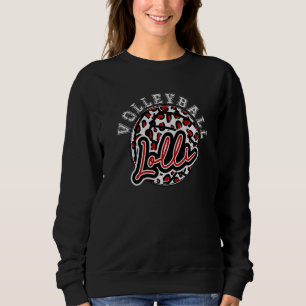 Sweatshirt Leopard Cheetah Volleyball Maroon Lolli Chemise Fe