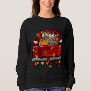 Sweatshirt Leopard Citrouille Camion d'Érable feuilles Bonjou