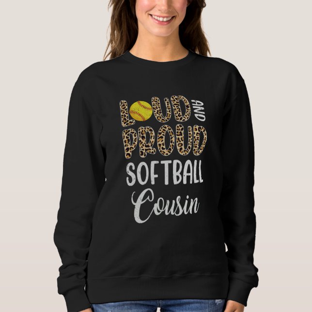 Sweatshirt Leopard Loud Proud American Softball Cousin Family (Devant)