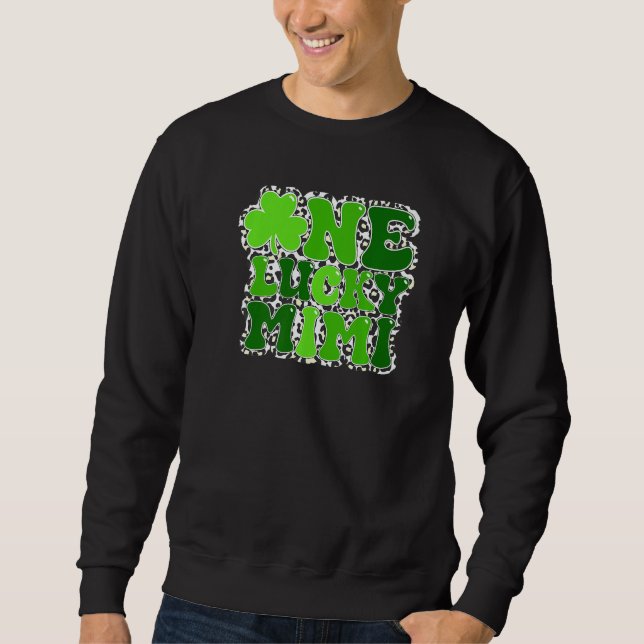 Sweatshirt Leopard One Lucky Mimi Irish Shamrock St Patrick's (Devant)