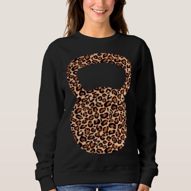 Sweatshirt Leopard Print Kettle Bell Gym Weights Swinger Card (Devant)
