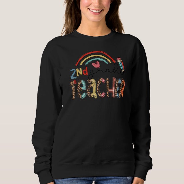 Sweatshirt Leopard Rainbow 2e année Enseignant de 2e année De (Devant)