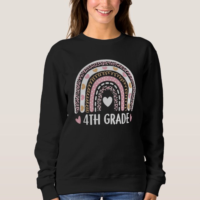 Sweatshirt Leopard Rainbow 4th Grade Teacher Funny Back To Sc (Devant)
