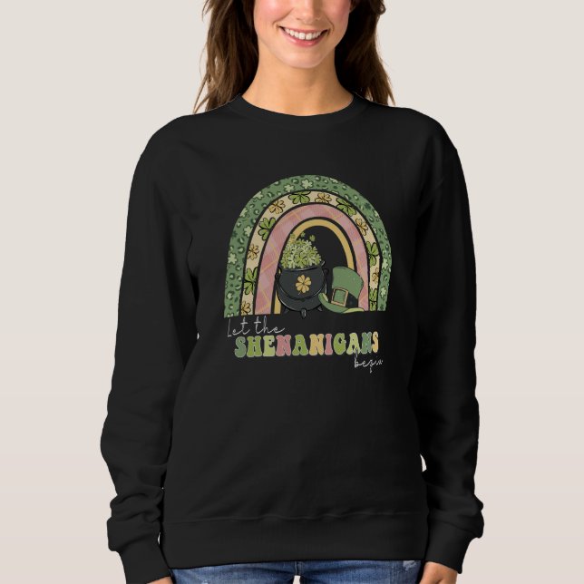 Sweatshirt Leopard Rainbow Let The Shenanigans Begins St Patr (Devant)
