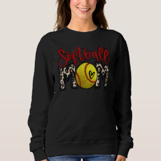 Sweatshirt Leopard Softball Maman Softball Jour Vibes Mothe