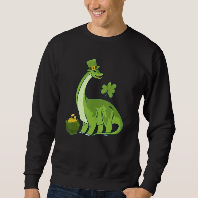 Sweatshirt Leprechaun Dinosaur Shamrock St Patricks Day Anima (Devant)