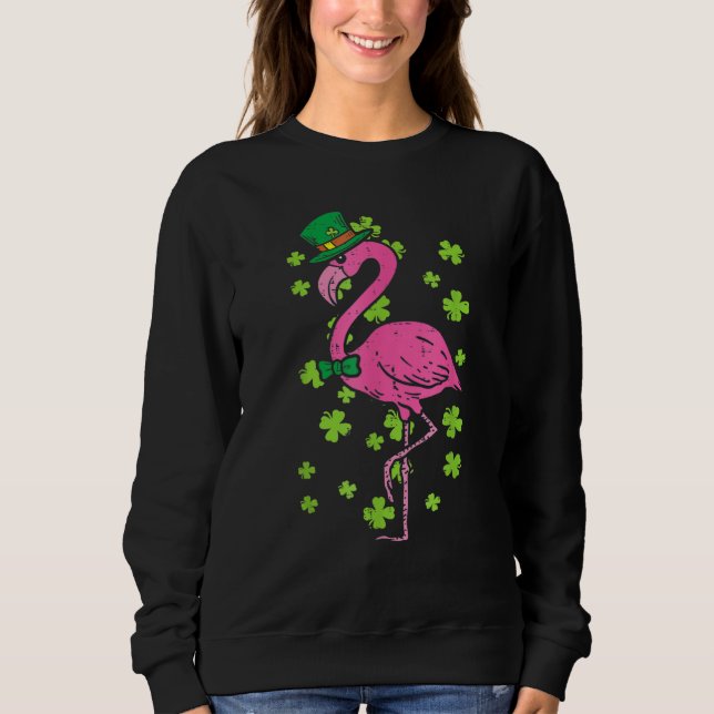 Sweatshirt Leprechaun Flamingo Shamrock St Patricks Day Anima (Devant)