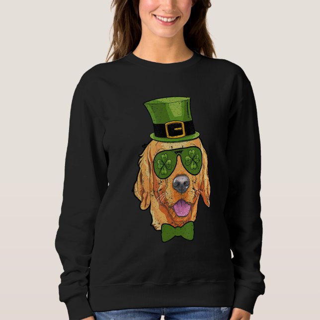 Sweatshirt Leprechaun Golden Retriever Clover St Patricks Day (Devant)