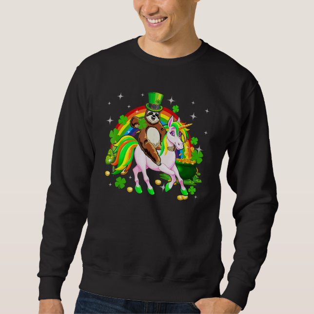 Sweatshirt Leprechaun Sloth Riding Unicorn Saint Patrick's Da (Devant)