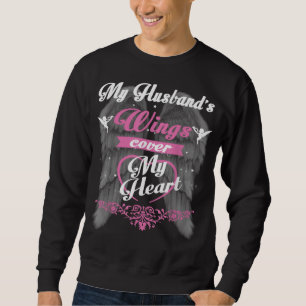 Sweatshirt Les ailes de Mon Mari couvrent mon don du coeur po