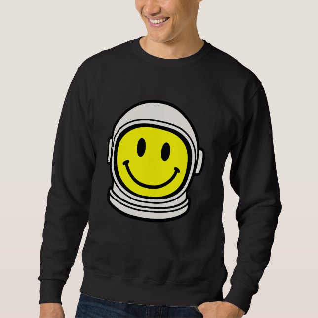 Sweatshirt les années 70 Astronaute rétro Smile Jaune Visage  (Devant)