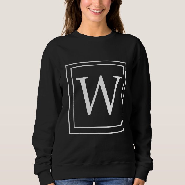 Sweatshirt Letter W Monogram English Alphabet W Initial Gray (Devant)