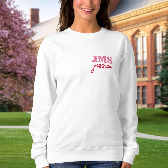 SWEATSHIRT LETTRE 3 ROSE NOIR CONTEMPORAINE MONOGRAPHIQUE INI (Créateur téléchargé)
