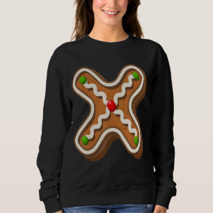 Sweatshirt Lettre alphabet de biscuit de Noël X en majuscule