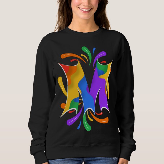 Sweatshirt Lettre arc-en-ciel M Monogramme Abstrait (Devant)