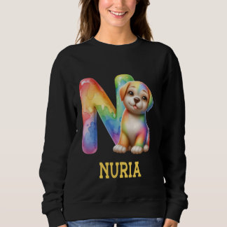 Sweatshirt Lettre Chiens mignons Nuria Nom Chien arc-en-ciel