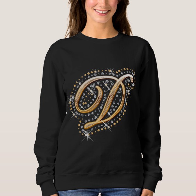 Sweatshirt Lettre initiale D de monogramme d'or (Devant)
