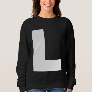Sweatshirt Lettre L Majuscule Plaque Blanc Gras