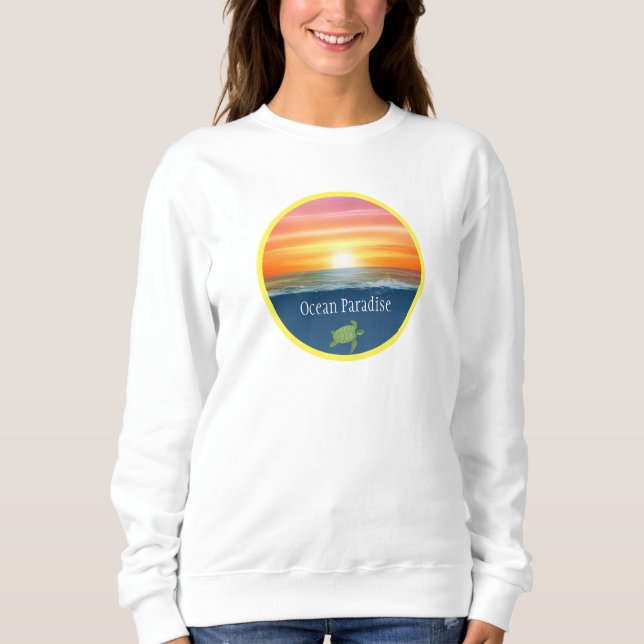 Sweatshirt Levée de soleil et tortue de l'océan (Devant)