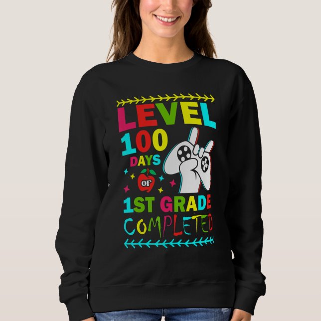 Sweatshirt Level 100 Days Of 1st Grade Primary School Game Co (Devant)
