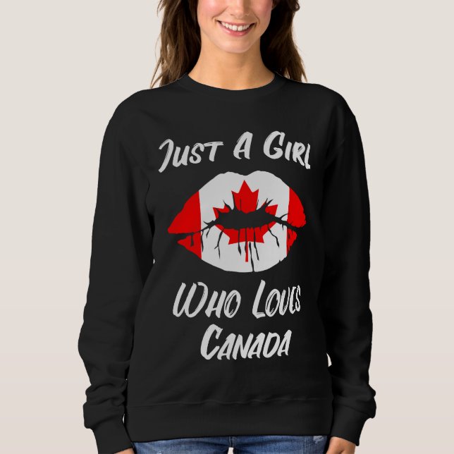 Sweatshirt Lèvres Bouche Amour Drapeau Canadien Canada (Devant)