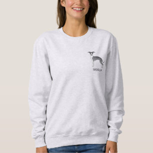 Sweatshirt Lévrier Italien Bleu Et Blanc Avec Texte Personnal