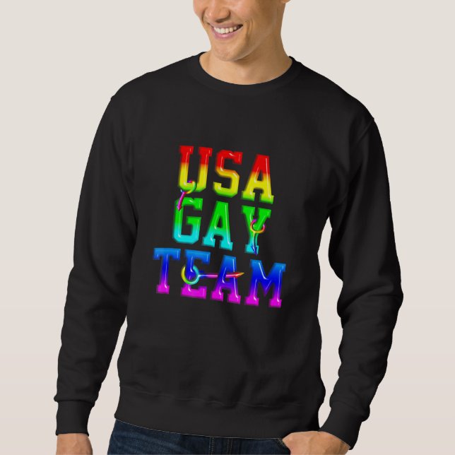 Sweatshirt Lgbt Gay pride Transgenre Rainbow Usa Team Mens C (Devant)
