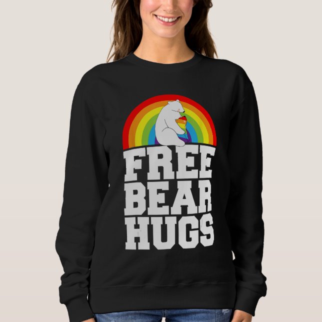 Sweatshirt LGBT Pride Free Bear Hugs Rainbow Support Human Ri (Devant)