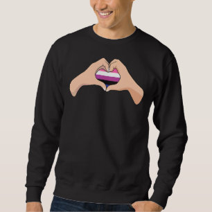 Sweatshirt Lgbtq Genderfluide Fierté Drapeau Main Coeur Signa