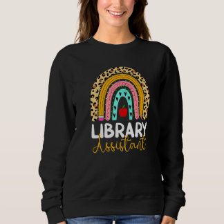 Sweatshirt Library Assistant Leopard Rainbow Back To School L