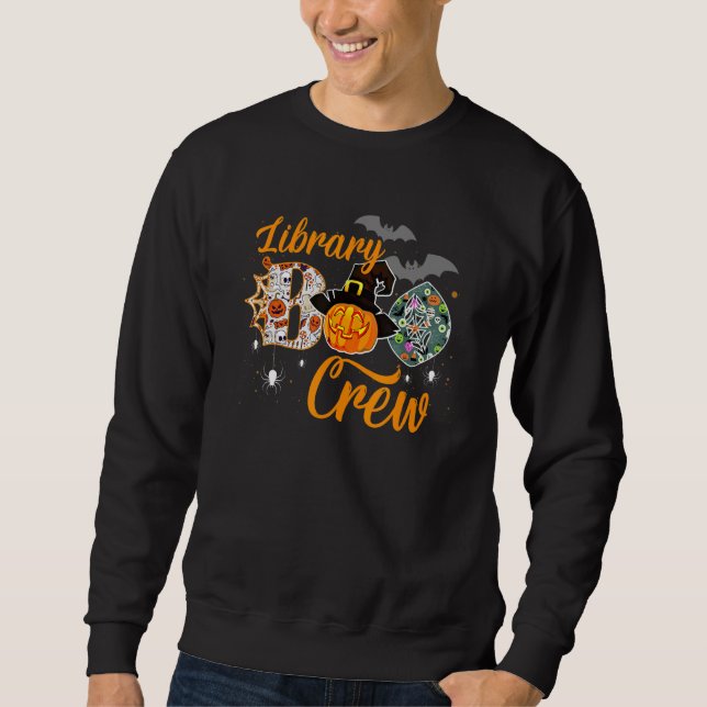Sweatshirt Library Boo Crew School Librarian Halloween Librar (Devant)