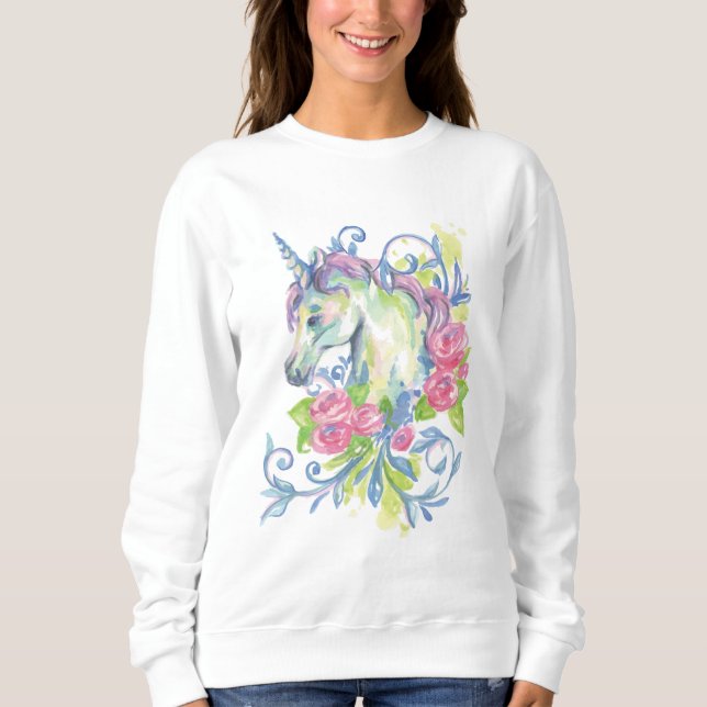 Sweatshirt Licorne avec des roses (Devant)